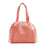 Elmar Metallic Drawstring Tote Bag, Peach Glam, small