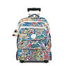 Sanaa Large Printed Rolling Backpack, Little Flower Blue, small