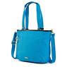 Jaimie Perforated Wristlet Pouch, Aqua Tides Metallic, small