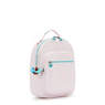 Seoul Small Metallic Tablet Backpack, Sea Pink Metallic, small