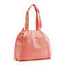 Elmar Metallic Drawstring Tote Bag, Peach Glam, small