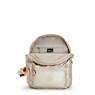 Ezra Small Metallic Backpack, Starry Gold Metallic, small