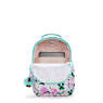 Seoul Small Printed Tablet Backpack, Aqua Blossom, small