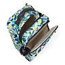 Sanaa Large Printed Rolling Backpack, Aqua Flowers, small