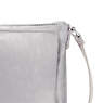 Mikaela Metallic Crossbody Bag, Smooth Silver Metallic, small