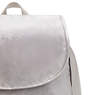 Ezra Metallic Backpack, Smooth Silver Metallic, small