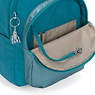 Seoul Small Metallic Tablet Backpack, Peacock Teal, small