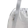 Elmar Metallic Drawstring Tote Bag, Silver Glam, small
