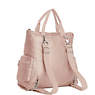 Alvy 2-in-1 Convertible Metallic Tote Bag Backpack, Rose Gold Metallic, small