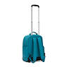 Gaze Large Metallic Rolling Backpack, Peacock Teal, small
