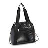 Elmar Lacquered Drawstring Tote Bag, Jet Black Glam, small