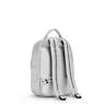 Seoul Small Metallic Tablet Backpack, Bright Silver, small