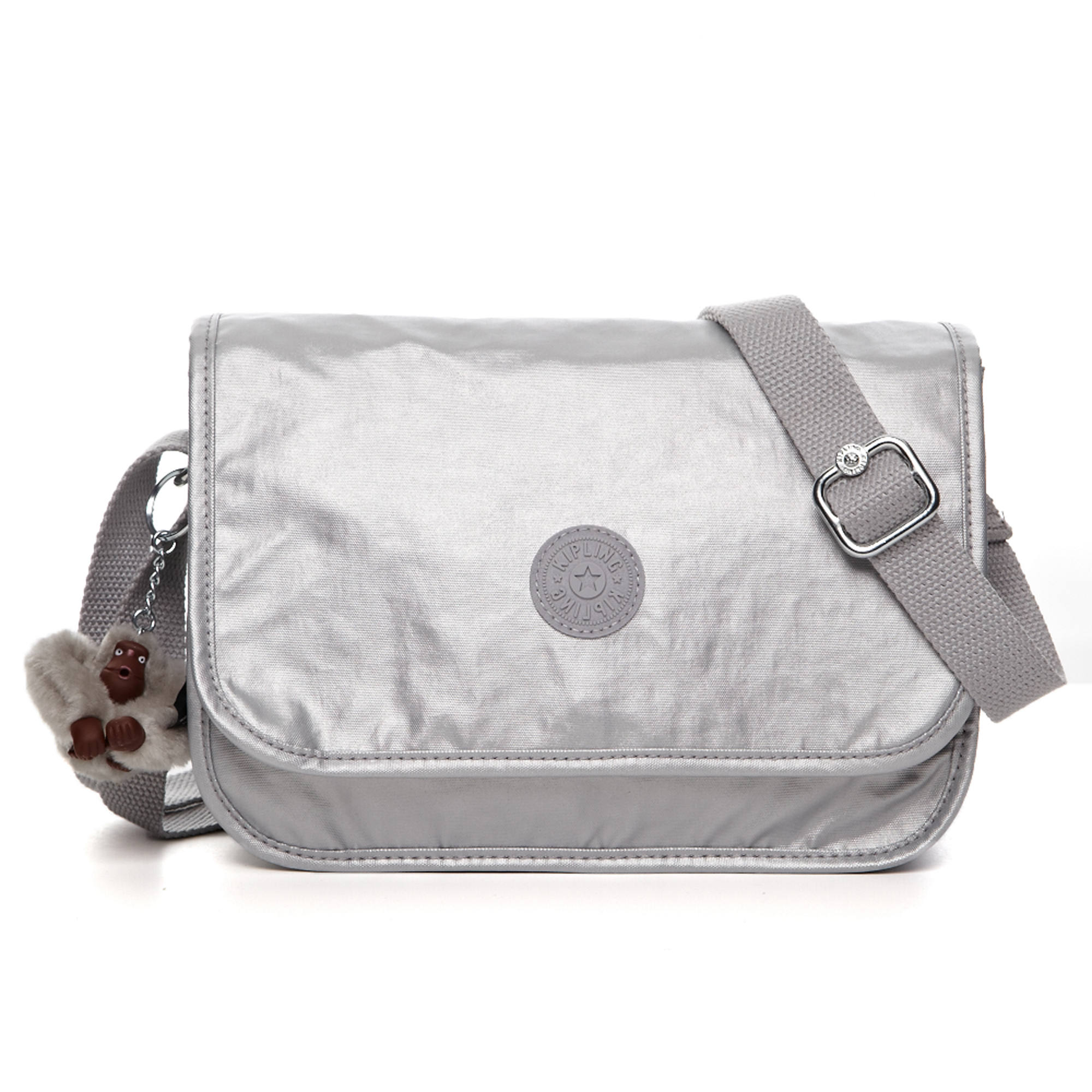 silver metallic crossbody bag