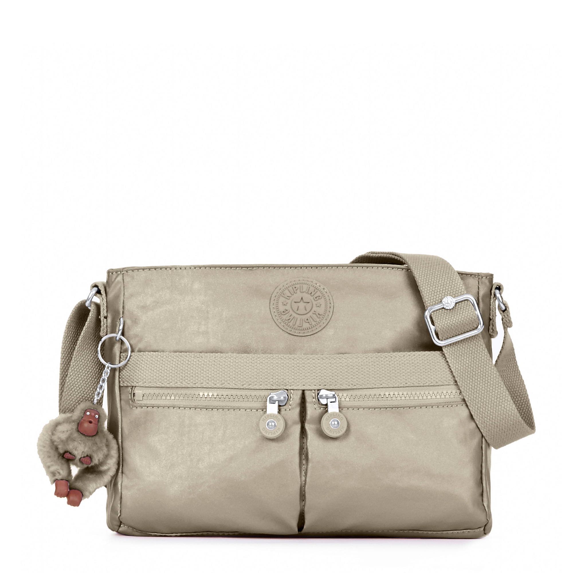 Angie Metallic Handbag Kipling Angie Metallic Handbag Pewter Large