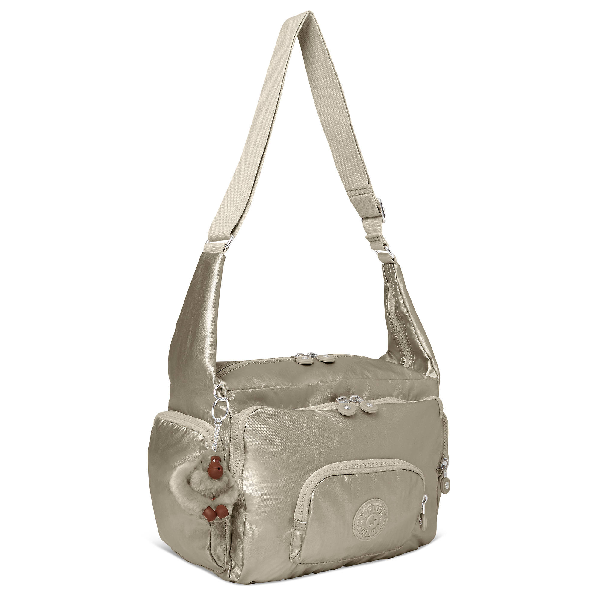 Erica Metallic Handbag Kipling Erica Metallic Handbag Pewter Large