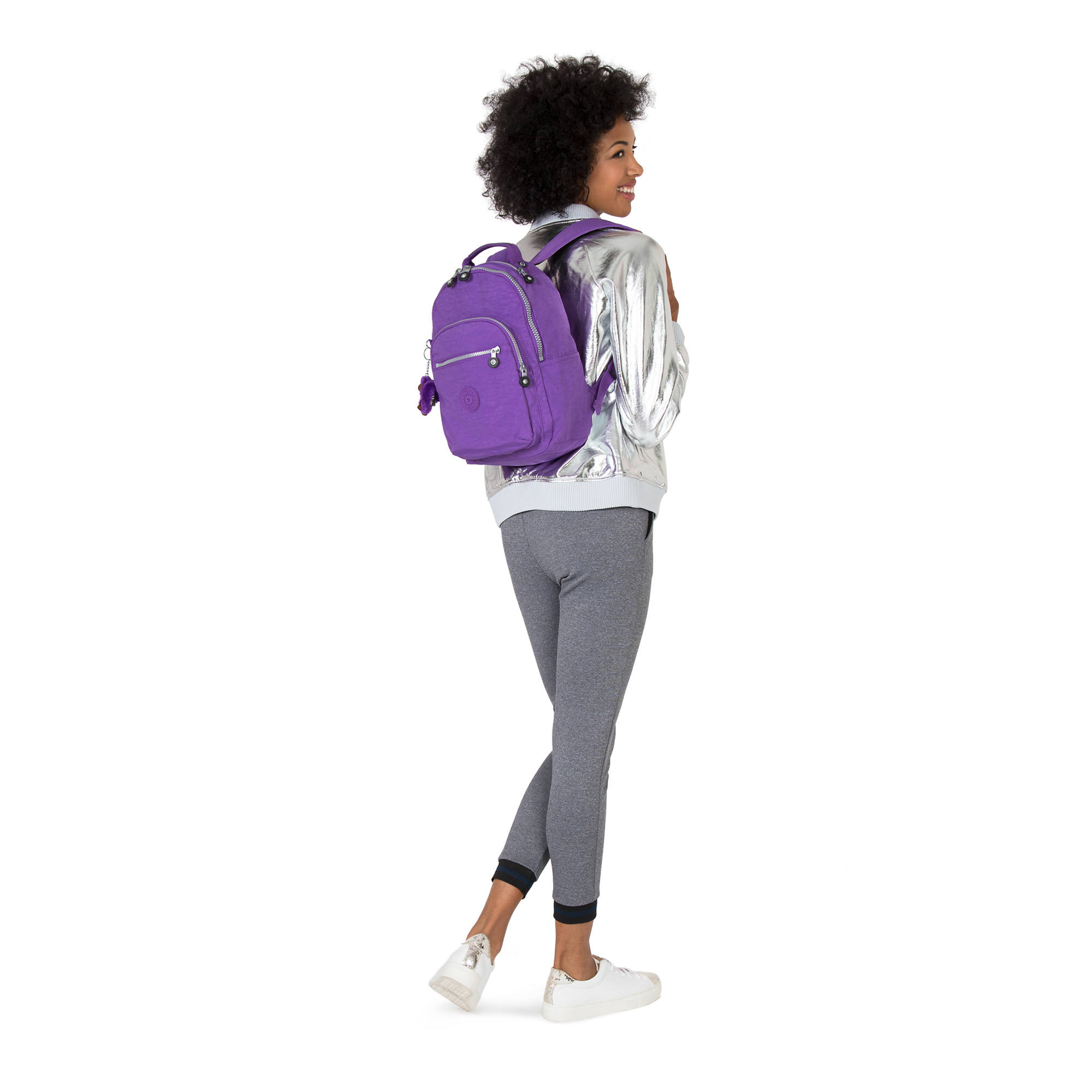 purple and gold backpack