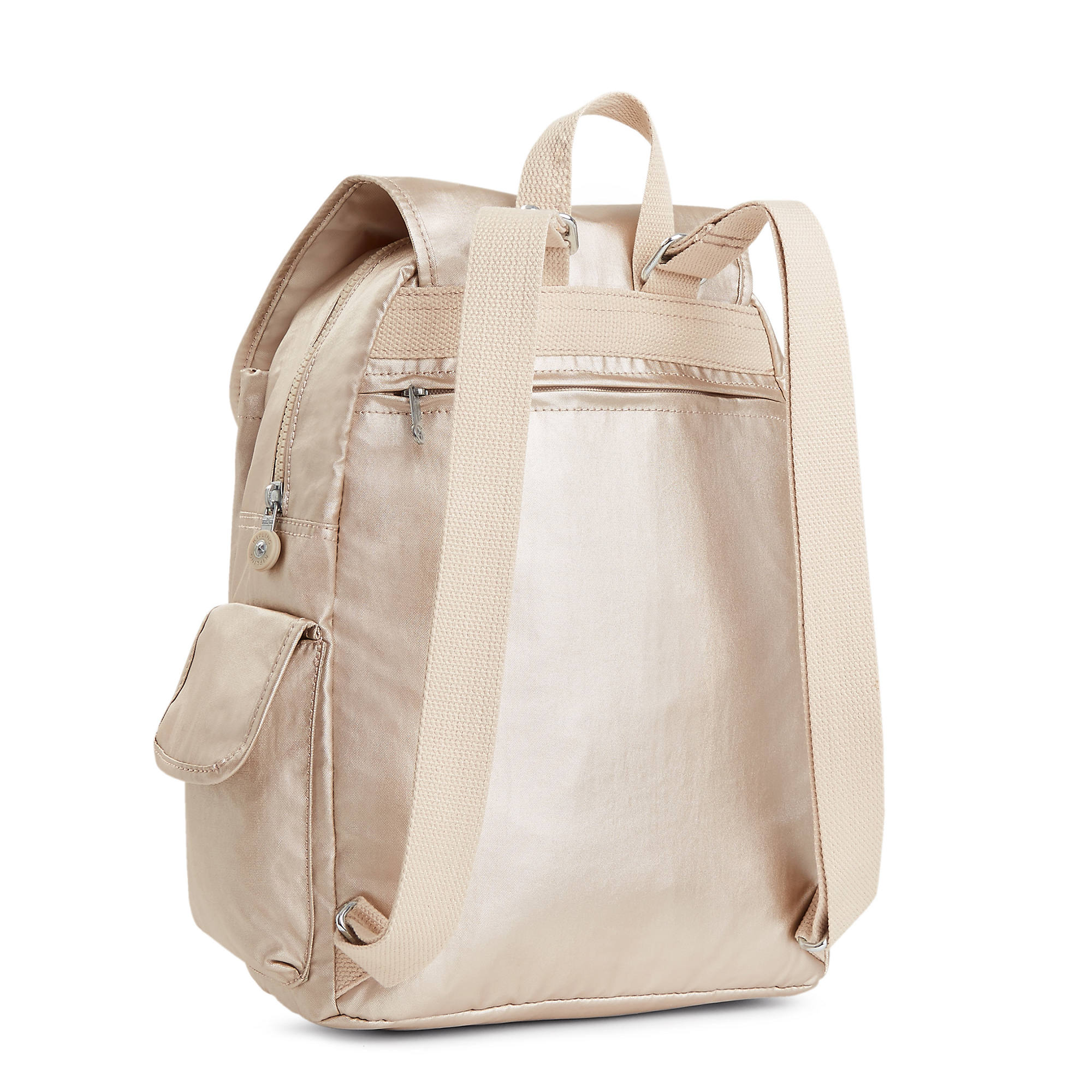 kipling rose gold metallic backpack