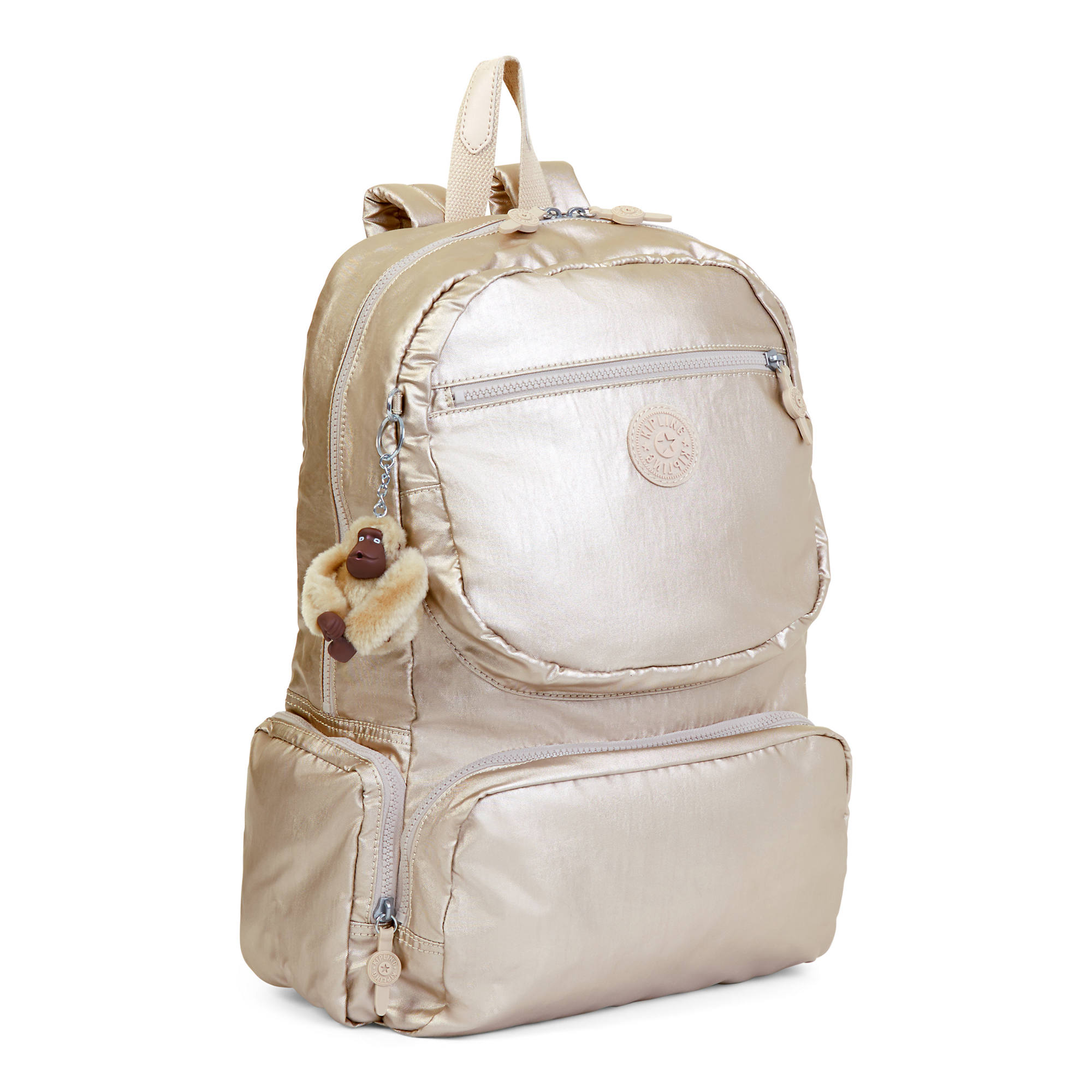 Kipling Dawson Large Metallic Laptop Backpack Sparkly Gold