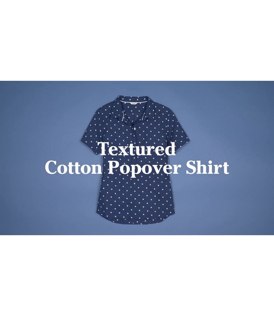 Video: Textured Cotton Popover Shirt Short Sleeve Print Misses