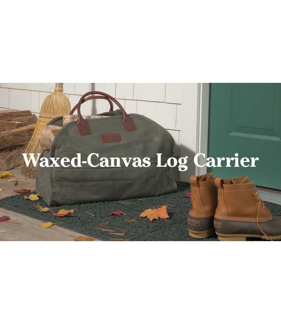 Log Carrier Waxed Canvas Log Holder Firewood Carrier Tote Bag Grey 