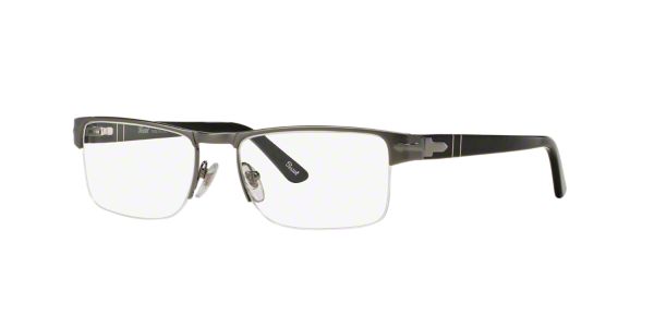 PO2374V: Shop Persol Silver/Gunmetal/Grey Rectangle Eyeglasses at ...