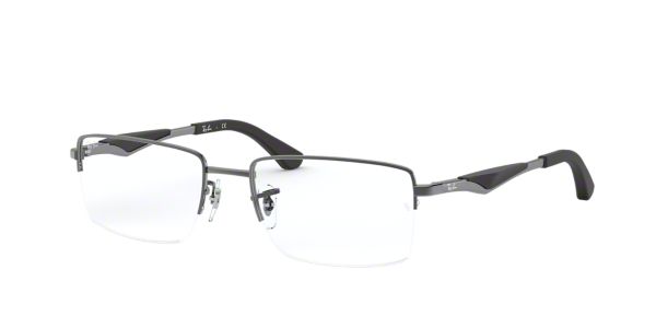 RX6285: Shop Ray-Ban Silver/Gunmetal/Grey Semi-Rimless Eyeglasses at ...