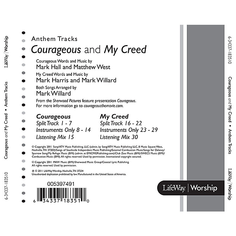 Courageous / My Creed - Anthem Accompaniment CD