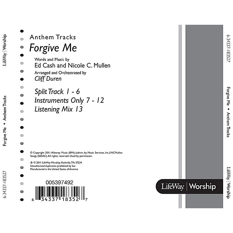 Forgive Me - Anthem Accompaniment CD