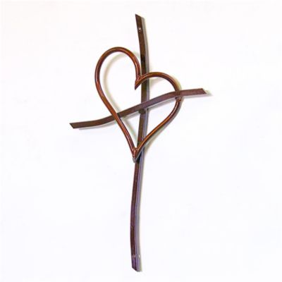 Iron Copper Cross with Heart Wall Art - LifeWay