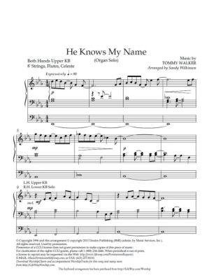 He Knows My Name - Downloadable Keyboard Arrangement | Lifeway