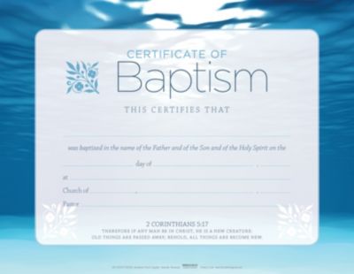 Baptism - Blue Flat Certificate (Pkg 6) - Lifeway