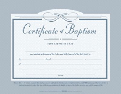 Baptism Flat Certificate (Pkg 6) - Lifeway