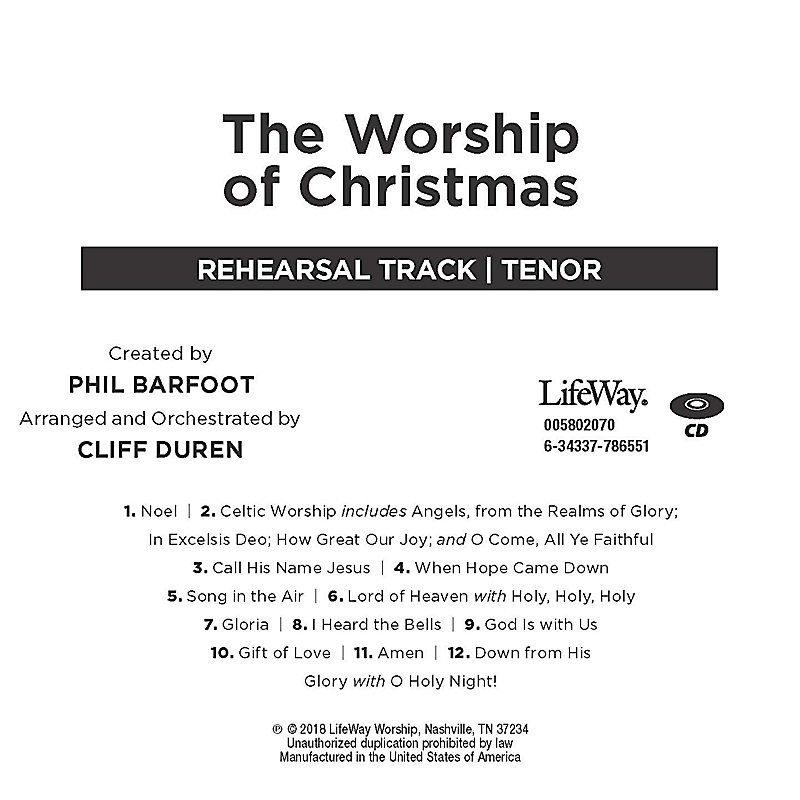 The Worship of Christmas - Tenor Rehearsal CD