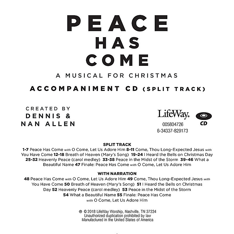 Peace Has Come - Accompaniment CD