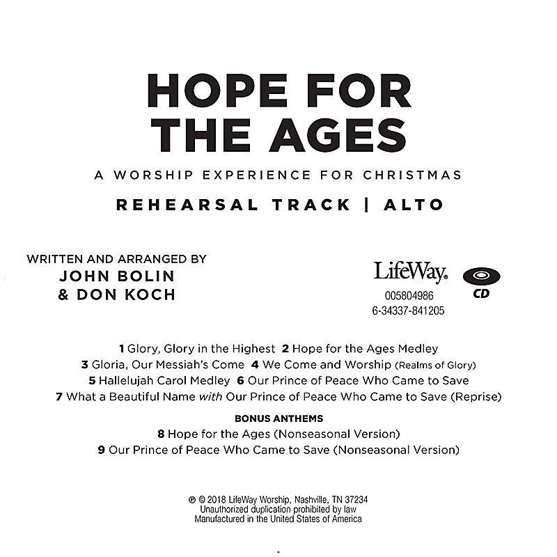 Hope for the Ages - Alto Rehearsal CD