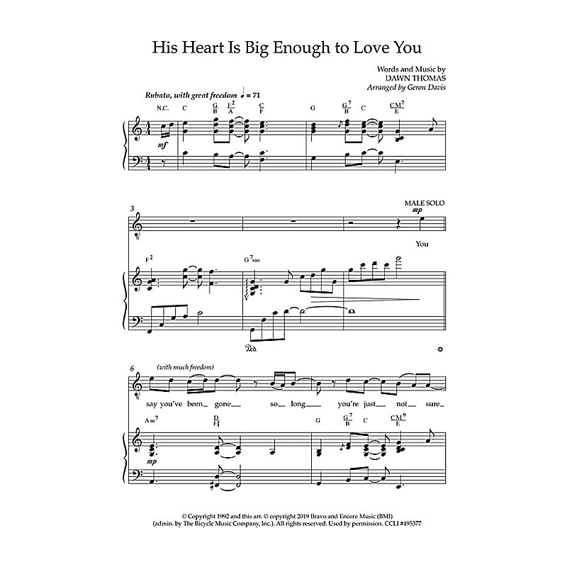 His Heart Is Big Enough to Love You - Downloadable Bass Rehearsal Track