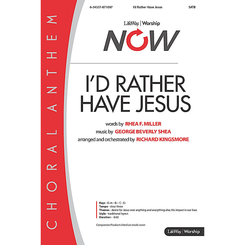 I'd Rather Have Jesus - Downloadable Tenor Rehearsal Track