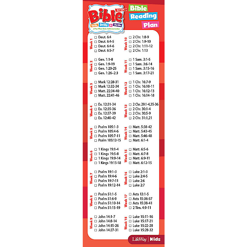 Bible Skills Drills and Thrills Red Cycle Bible Reading Plan Bookmark