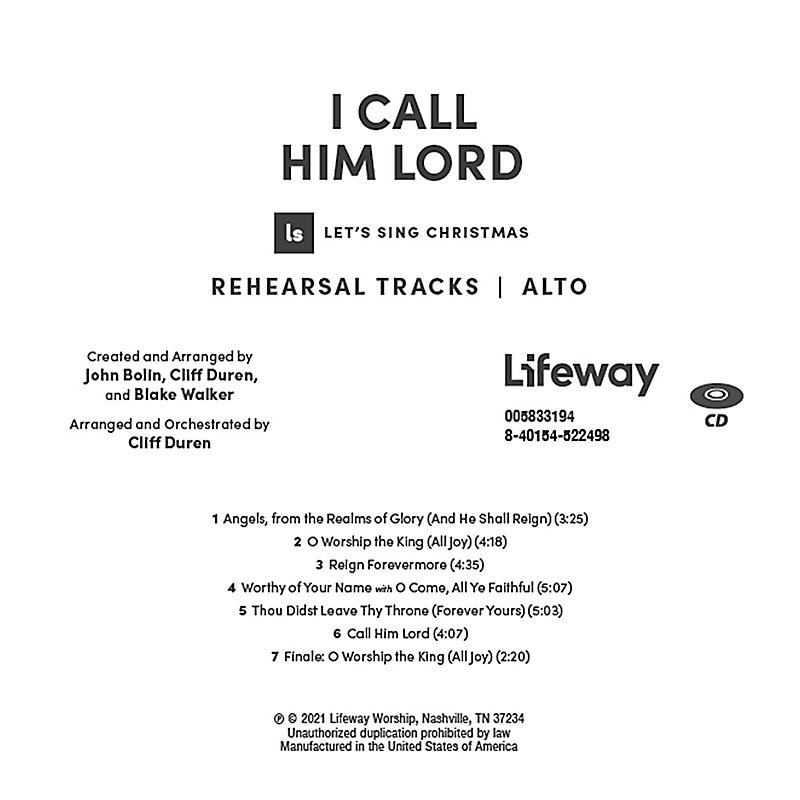 I Call Him Lord - Alto Rehearsal CD