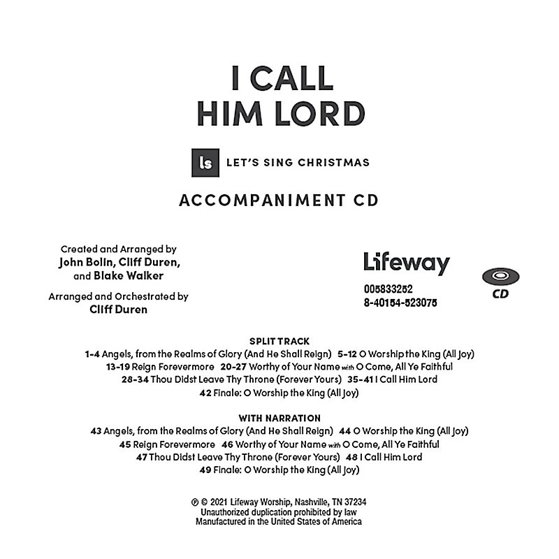 I Call Him Lord - Accompaniment CD
