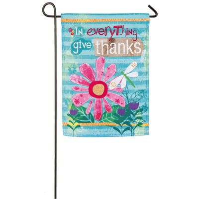 "In Everything Give Thanks" Suede Garden Flag