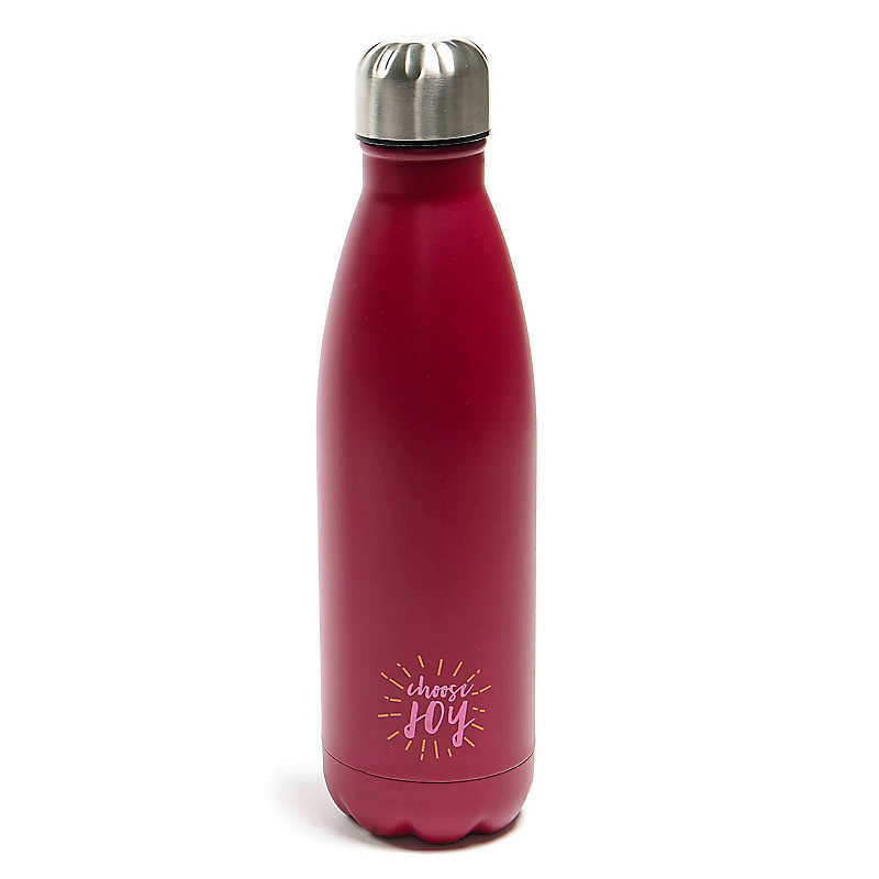 "Choose Joy" Stainless Steel Water Bottle, Pink