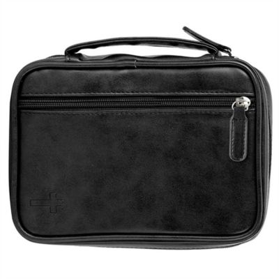 Leatherette Bible Cover with Cross, Black, XL