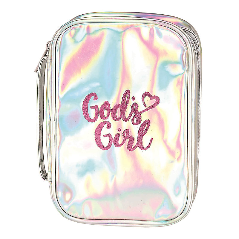 God's Girl Bible Cover, Large, Silver/Pink