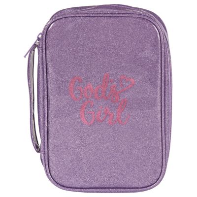 Large Purple and Gray Reinforced Canvas Bible Cover Case with Handle