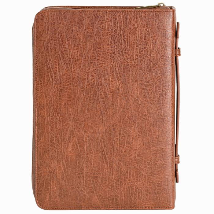 Cross and Heart Bible Cover, Imitation Leather, Brown, L