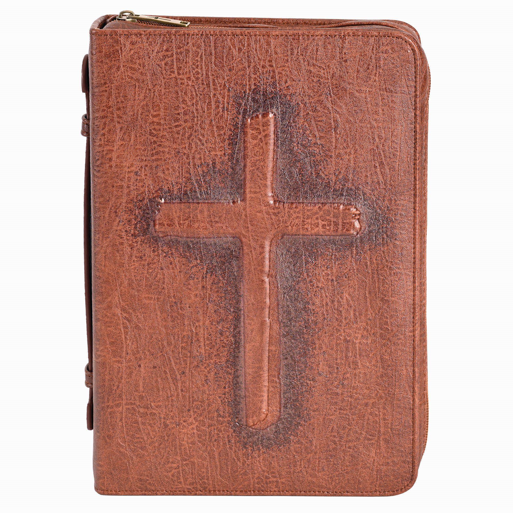 White Dove Designs Bible Cover-Wedge Shape-Faith Collection Cross &  Heart-Large-Brown (Jan) : Office Products 