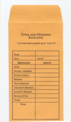 Tithe and Offering Envelope (Bill-Sized)