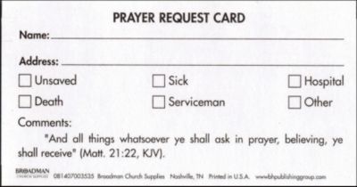 Prayer request card - Lifeway