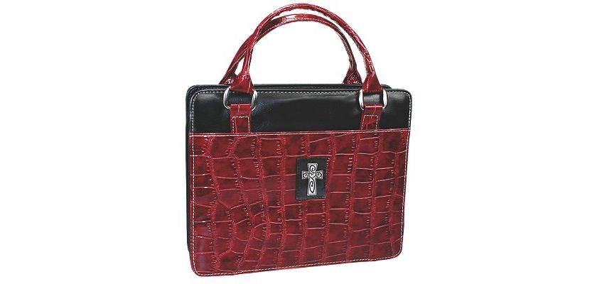 CROC EMBOSSED BURGUNDY TOTE BAG